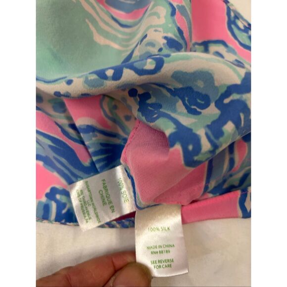 Lilly Pulitzer xs silk tank pink blue seashell - Picture 7 of 7